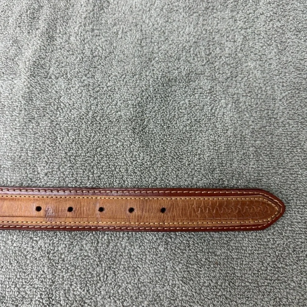 Made in Florence Italy Vera Pelle Brown Leather Embossed Belt 115 3709-35 Mens